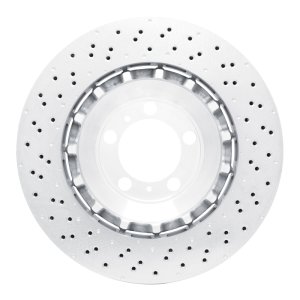 Porsche 911 Brake Rotor (1) - Front Right - R1 Concepts - Drilled Carbon Alloy GeoMET - `13-`19